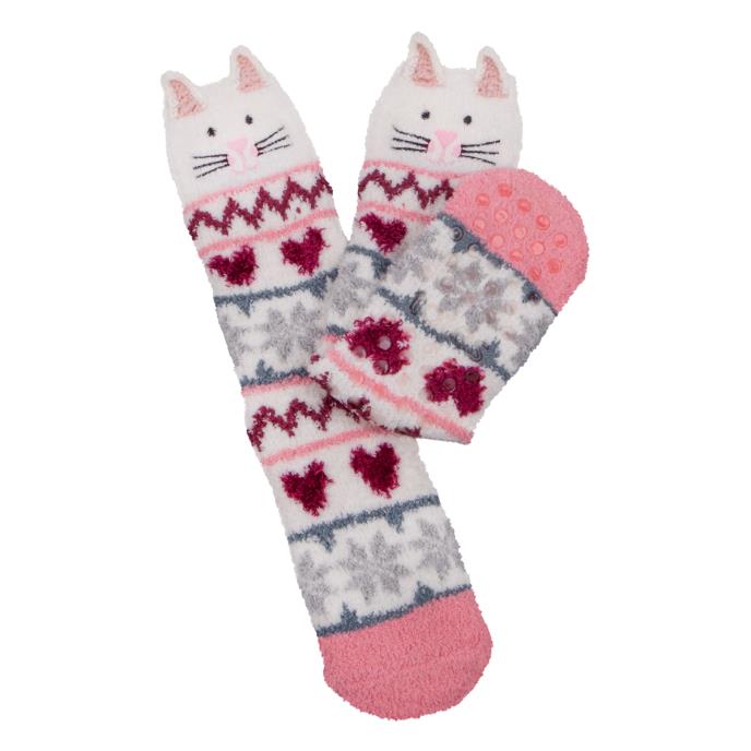 totes toasties Ladies Novelty Super Soft Slipper Socks Cat Extra Image 2